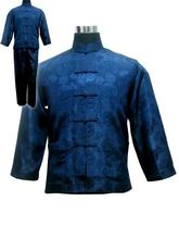Conjunto de roupa de cetim masculina, azul marinho, kung fu, tradicional, wu shu, tai chi, plus size, ms002 2024 - compre barato