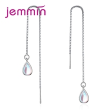 New Trendy Cute Colorful Water Drop CZ Stone Pendant For Woman Girls Anniversary Gift 925 Sterling Silver Earrings Line 2024 - buy cheap