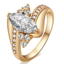 Anillos De Compromiso ovalados de circonita AAA para mujer, anillos de boda de color dorado para mujer, joyería de Cristales austriacos de alta calidad 2024 - compra barato