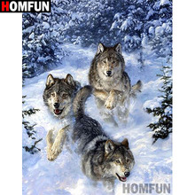 HOMFUN Full Square/Round Drill 5D DIY Diamond Painting "Wolf" Embroidery Cross Stitch 5D Home Decor  A07967 2024 - buy cheap