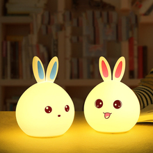 Cute Rabbit LED Night Light For Baby Kids Children Bedside Lamp Soft Silicone Color Change Touch Sensor Tap Night Light Lamp 2024 - buy cheap