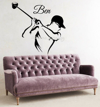 Pegatina de pared de jugador de Golf, calcomanía deportiva con nombre personalizado, vinilo habitación infantil, guardería, sala de estar, pegatina extraíble, póster artesanal, EA896 2024 - compra barato