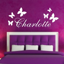 Personalised Butterfly Any Name Vinyl Wall Sticker Art Decal Kids Bedroom Wall Decals Wall Stickers for kids room mural D612 2024 - buy cheap