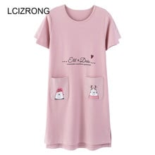 Cute Cotton Women Sleepwear Night Dress Cartoon Print Loose Soft Night Gown 3XL Plus Size Women Clothing Homewear Lingerie Dress 2024 - buy cheap