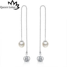 Queen Lotus 2018 Fashion 925 Silver Needle Pearl Long Earrings for Women Crown Earring For Gift 2024 - buy cheap