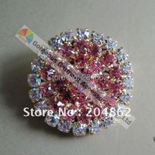 20 unids/lote de anillos redondos con botón de diamantes de imitación de cristal Rosa, con metal dorado, para fabricación de bisutería, BT003R 2023 - compra barato