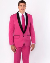 Nuevo para padrinos, esmoquin de novio con solapa negra, traje rosa de hombre, padrino de boda (chaqueta + Pantalones + corbata + pañuelo) C30 2024 - compra barato