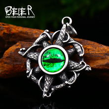 Beier 316L stainless steel Nordic Viking Rudder Men's Pendant Necklace Green Stone High Quality Jewelry LLLHP086P 2024 - buy cheap