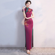 S-4XL Grren Party Cheongsam Vintage Chinese Style Spring Long Evening Dress Oriental Woman Elegant Qipao Vestido 2024 - buy cheap