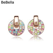 BeBella gold color plated round stud crystal earrings made with Czech crystal fashion jewelry for women gift 2024 - buy cheap