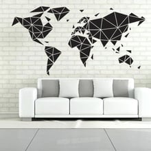 Geometric World Map Vinyl Wall Sticker Stylish Art Decals Home Decor Living Room Nursery Removable Art Murals X113 2024 - buy cheap