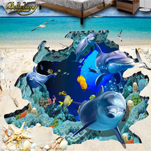 Beibehang papel de parede foto personalizada golfinho do mar mundo pinturas de chão para sala banheiro papel de parede 3d mural 2024 - compre barato