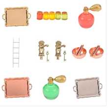 Accessories 1/12 Scale Miniature Vintage Door Lock and Key/White Ladder/Honey Pot/Tableware/Perfume/Food Bottle/ Dollhouse DIY 2024 - buy cheap