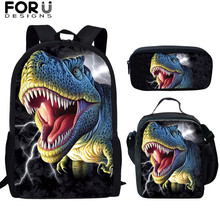 FORUDESIGNS Tyrannosaurus Rex T Rex Dinosaur Print SET/PCS School Backpack for Boys Girls Kids Bagpack Teenagers BookBag Satchel 2024 - buy cheap