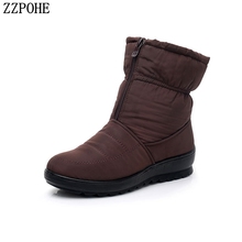 ZZPOHE High Quality Women Boots 2018 Fashion Women Waterproof Warm Fur Winter Shoes Woman Casual Ankle Snow Boots Mother Shoes 2024 - buy cheap