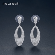 Mecresh-pendientes de boda en forma de Micro hoja para mujer, de plata de lujo, Color novia, Pendientes colgantes, joyería, kh1123 2024 - compra barato