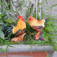 2Pcs Animal Chicken Models Sculpture Resin for Home Garden Yard Decor Vivid 2024 - buy cheap