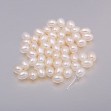 4 Pieces 100% Natural Pearl Half Hole Cultured Freshwater White Rice Pearl Beads Half-drilled Hole 6-7 mm 2024 - buy cheap