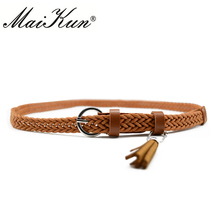Maikun Thin Belts for Women High Quality PU Leather Lady Belt Exquisite Braided Tassel Female Belt for Dress Jeans 2024 - buy cheap