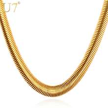 U7 Men Jewelry Chain Necklace Choker/Long Yellow Gold Color Stainless Steel Wholesale Hiphop Mans 6mm Snake Chain N336 2024 - buy cheap