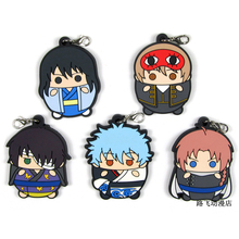 Gintama Anime keychain Sakata Gintoki Toushirou Kagura Shimura Shinpachi Okita Sougo Rubber strap/mobile phone charm D136 2024 - buy cheap