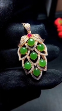 natural green jasper gem pendant S925 silver Natural gemstone Necklace trendy Leaf Grape string women girl fine gift jewelry 2024 - buy cheap