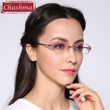 Chashma Brand Alloy Fashionable Lady Eyeglasses Rimless Spectacle Frames Women Colored Lenses Rhinestone Glasses 2024 - buy cheap