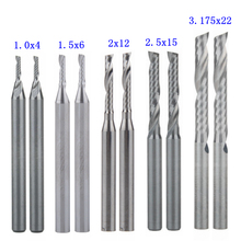Brocas de corte y fresado de espiral CNC, 1mm, 1,5mm, 2,0mm, 2,5mm, 3.175mm, 1 flauta 2024 - compra barato