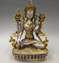 Collect archaize white copper handicraft Green tara Buddha statue 2024 - buy cheap