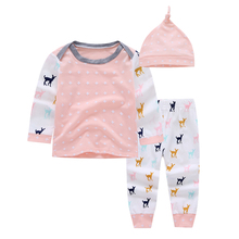 2020 autumn style baby girl clothes set pink Long sleeve T shirt +pants +hat 3pcs suit Infant Newborn baby clothing set Outfits 2024 - buy cheap