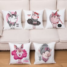 Modern Home Decor Cushion Cover Cute Cartoon Pig Print Cushions Covers Super Soft Short Plush Pillowcase Throw Pillows Cases 2024 - buy cheap