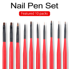 WiRinef Red Nail Art Drawing Painting Pen Brush Gel Polish Brushes Plastic Nail Art Design Dotting Liner Tools Set 2024 - buy cheap