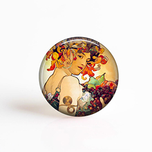 5Pcs/lot 25mm Round Glass Cabochon Autumn Harvest Art Pendant Alphonse Mucha Jewelry Pendant Fashion Accessories 2024 - buy cheap