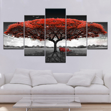 Modular Canvas HD Prints Posters Home Decor Wall Art Pictures 5 Pieces Red Tree Art Scenery Landscape Paintings Framework 2024 - buy cheap