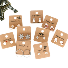 Free Shipping Kraft/White Earring Cards 4x4cm 100pcs Jewelry Earring Packaging Cards Paper Ear Stud Hang Tags Labels Wholesale 2024 - buy cheap