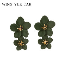 wing yuk tak 2019 New Korean Alloy Flower Drop Earrings For Women Romantic Statement Dangle Earring Female Fashion Jewelry 2024 - buy cheap