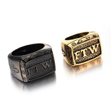 FTW letras oro y Negro anillo de acero inoxidable, punk domineering anillo de acero de titanio FTW letras 2024 - compra barato