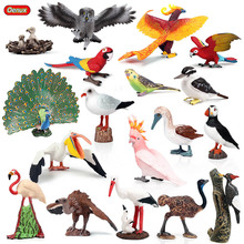 Oenux estatueta de animais, floresta, pássaros, papagaio, flamingo, águia, coruja, modelo, figuras de ação, jardim em pvc, miniatura, coleção de brinquedos para crianças, presente 2024 - compre barato