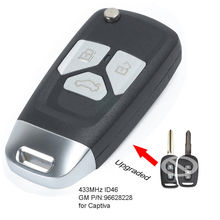 Keyecu New Upgraded Flip Remote Key Fob 433MHz ID46 Chip for Chevrolet Captiva 2008 2009 2010 2011 2012 2013 2024 - buy cheap