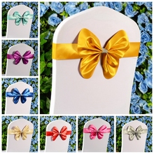 14 Colours Spandex Chair Sash Wedding Mini Style Butterfly Bow Tie Lycra Band Stretch Bow Tie Ribbon For Chair Covers On Sale 2024 - buy cheap