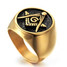 Freemason Men's  Gold Ring Free Mason 316L Stainless Steel Masonic Ring 2024 - buy cheap