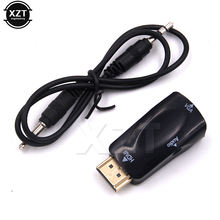 New Male to Female HDMI-compatible to VGA Adapter HD 1080P Audio Cable Converter for PC Laptop TV Box Computer Display Projector 2024 - купить недорого