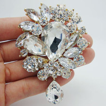 Hot Sale Fashion Bride Art Deco Flower Drop Brooch Pin Pendant Clear Rhinestone Crystal Elegant Bride Bridesmaid Wedding Jewelry 2024 - buy cheap