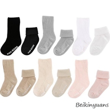 Однотонные детские носки на весну и осень, нескользящие носки для малышей, хлопковые носки для малышей 0-4 лет 2024 - купить недорого