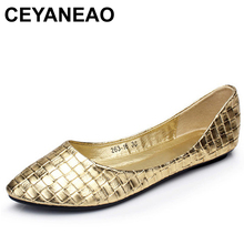 Ceyaneao2019 sring sapatos de mulher, casuais para o verão, bico fino, sapatos de bailarina, mocassins, loafers 2024 - compre barato