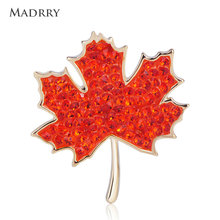 Madrry Classic Pretty Maple Leaf Shape Brooch Full Red Crystal Alloy Brooches For Women Girls Coat Collar Scarf Hat Pins Jewelry 2024 - buy cheap