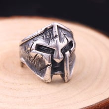 European and American men's100% 925 silver old helmet mask ring handmade 2024 - buy cheap