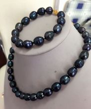 AAA 10-13MM SOUTH SEA BLACK PEARL NECKLACE 18"BRACELET 7.5- 8" 925silver GOLD 2024 - buy cheap