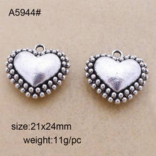 21*24mm 3D  Antique Silver Heart Charms For DIY Jewelry Finding 25pcs 2024 - buy cheap