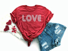 LOVE Retro T-Shirt Valentines Day's girlfriend gift Tops Gray Slogan Women Graphic Grunge Tee Stylish Cotton LOVE t shirts 2024 - buy cheap